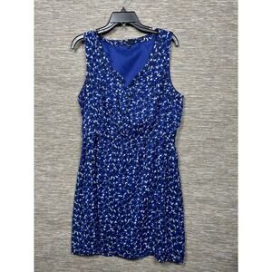 Gap Fit & Flare Dress Womens Size L Sleeveless Blue Floral Lined